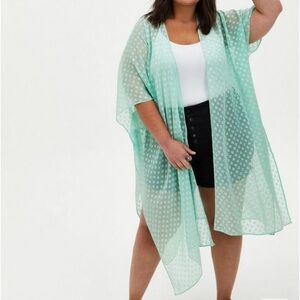 Torrid Jade Sharkbite Clip-Dot Kimono